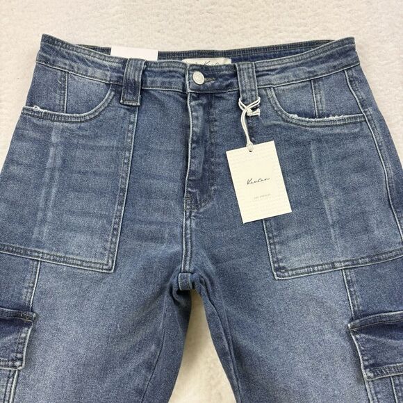 Kancan Jeans Women's 11/29 Blue Winston Cargo‎ Straight Leg Medium Wash Denim - Picture 1 of 10